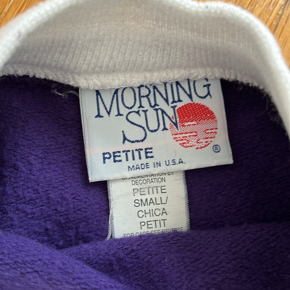Vintage 90s Made in USA Purple Floral Print Sweatshirt Morning Sun Size Small - Picture 11 of 13